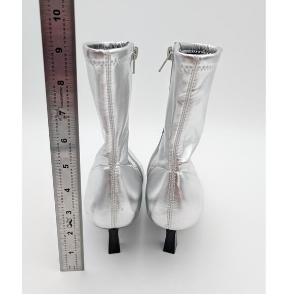 Abound Erinn Pointed Toe Heel Boot Women's Silver Metallic Size US7.5M EU38 - Picture 4 of 14